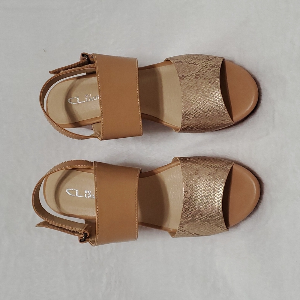CL by LAUNDAY wedge shoes tan 7 (Ss40)